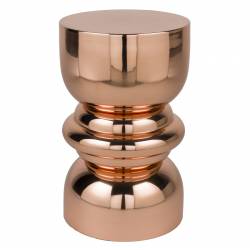 Table d'Appoint Kinga Woody Bout de Canapé en Acier Bronze Sellette Esprit Design Finition Brillante 29,5x29,5x48cm