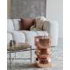 Table d'Appoint Kinga Woody Bout de Canapé en Acier Bronze Sellette Esprit Design Finition Brillante 29,5x29,5x48cm