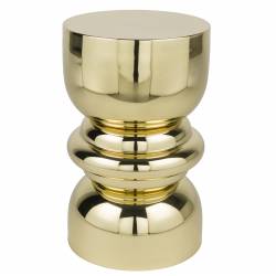 Table d'Appoint Kinga Woody Bout de Canapé en Acier Or Sellette Esprit Design Finition Brillante 29,5x29,5x48cm