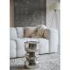 Table d'Appoint Kinga Woody Bout de Canapé en Acier Argent Sellette Esprit Design Finition Brillante 29,5x29,5x48cm