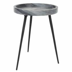 Guéridon Karrara Gris Woody Table d'Appoint Acier et Marbre Sellette Plateau Rond 33x33x45cm 46,5x46,5x55,5cm