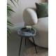 Guéridon Karrara Gris Woody Table d'Appoint Acier et Marbre Sellette Plateau Rond 33x33x45cm 46,5x46,5x55,5cm