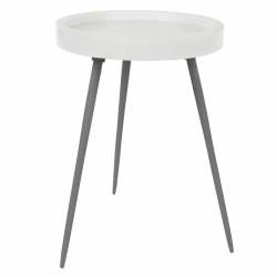 Guéridon Karrara Blanc Woody Table d'Appoint Acier et Marbre Sellette Plateau Rond 33x33x45cm