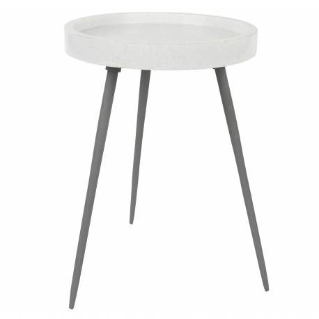 Guéridon Karrara Blanc Woody Table d'Appoint Acier et Marbre Sellette Plateau Rond 33x33x45cm