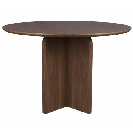 Table de Repas Laurent Woody Table de Salle à Manger Ronde Piètement Central Finition Noyer 75x120x120cm