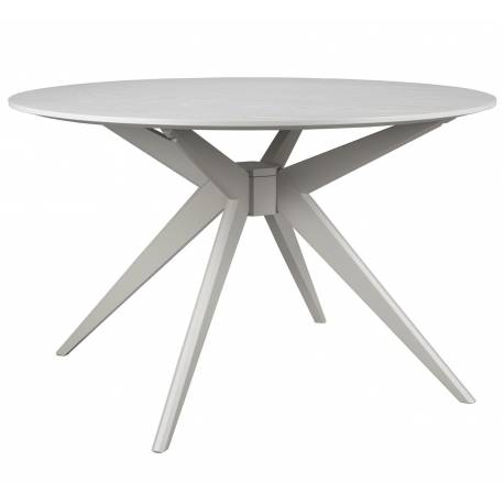 Table Zeme Ronde Woody Table de Salle à Manger 6 Personnes Table de Repas Hévéa Beige 75x122x122cm