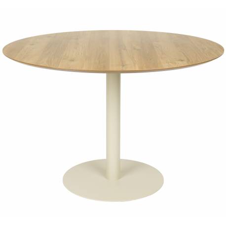 Table de Repas Ronde Steven Woody Beige Table à Manger en Acier et Bois 74x110x110cm