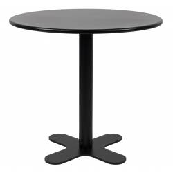 Table de Bistrot Ronde Sanjay Outdoor Woody Table à Manger Extérieure en Acier Thermolaqué Noir 74x80x80cm