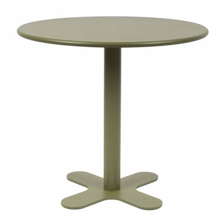 Table de Bistrot Ronde Sanjay Outdoor Woody Table à Manger Extérieure en Acier Thermolaqué Vert 74x80x80cm