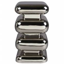 Tabouret Stubby Dutchbone Pouf d’Intérieur en Acier Chromé Assise ou Table d’Appoint Seventies 29x29x49cm