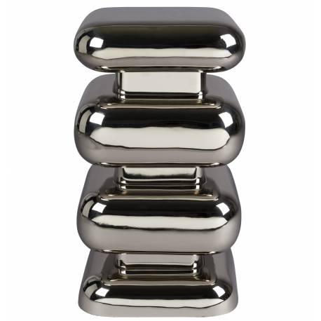 Tabouret Stubby Dutchbone Pouf d’Intérieur en Acier Chromé Assise ou Table d’Appoint Seventies 29x29x49cm