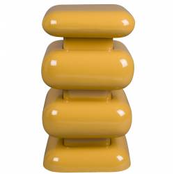 Tabouret Stubby Dutchbone Pouf d’Intérieur en Acier Ocre Assise ou Table d’Appoint Seventies 29x29x49cm