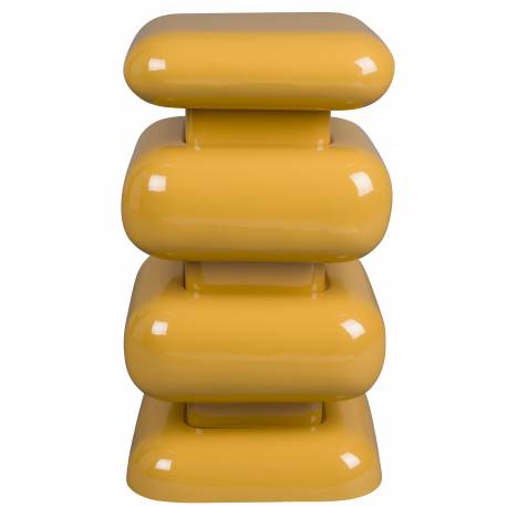 Tabouret Stubby Dutchbone Pouf d’Intérieur en Acier Ocre Assise ou Table d’Appoint Seventies 29x29x49cm