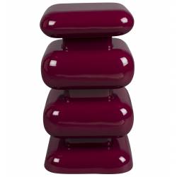 Tabouret Stubby Dutchbone Pouf d’Intérieur en Acier Bordeaux Assise ou Table d’Appoint Seventies 29x29x49cm