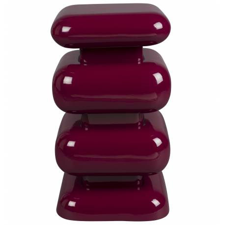 Tabouret Stubby Dutchbone Pouf d’Intérieur en Acier Bordeaux Assise ou Table d’Appoint Seventies 29x29x49cm
