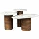 Trio Suki Dutchbone Lot de Trois Tables Basses en Manguier et Marbre Guéridons Asymétriques