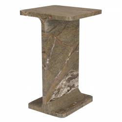 Guéridon Satpura Dutchbone Sellette Rectangulaire en Marbre Brun Table d'Appoint
