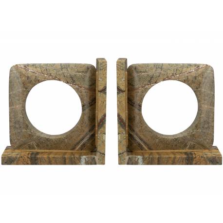 Serre livres Satpura Dutchbone Appui-livres en Marbre Brun Foncé Objets de Décoration 7x18x36cm