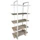 Etagère J-Line Meuble de Rangement en Acier Blanc Effet Vieilli et Pin Bibliothèque 5 Niveaux 41,5x87x181cm