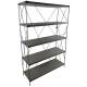 Etagère J-Line Bibliothèque en Acier Gris et Résine Effet Béton Meuble de Rangement 5 Niveaux 41,5x123,5x186,5cm