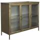 Buffet Gertlush Dutchbone Bahut en Acier Couleur Laiton et Verre Meuble de Rangement Vitré 38,5x80x100cm