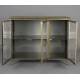 Buffet Gertlush Dutchbone Bahut en Acier Couleur Laiton et Verre Meuble de Rangement Vitré 38,5x80x100cm