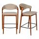 Duo Chaises de Bar Babington Dutchbone Sièges Hauts en Bois et Tissu Chiné Marron Assises Rétro 51,4x57,5x91,5cm