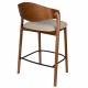 Duo Chaises de Bar Babington Dutchbone Sièges Hauts en Bois et Tissu Chiné Marron Assises Rétro 51,4x57,5x91,5cm