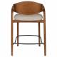 Duo Chaises de Bar Babington Dutchbone Sièges Hauts en Bois et Tissu Chiné Marron Assises Rétro 51,4x57,5x91,5cm