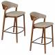 Duo Chaises de Bar Babington Dutchbone Sièges Hauts en Bois et Tissu Chiné Marron Assises Rétro 51,4x57,5x91,5cm