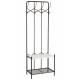 Vestiaire J-line Porte Manteaux en Acier Noir et Mélaminé Blanc Dressing Étagère Double Patère 38x62x181cm