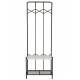 Vestiaire J-line Porte Manteaux en Acier Noir et Mélaminé Blanc Dressing Étagère Double Patère 38x62x181cm