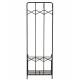 Vestiaire J-line Porte Manteaux en Acier Noir et Mélaminé Blanc Dressing Étagère Double Patère 38x62x181cm