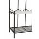 Vestiaire J-line Porte Manteaux en Acier Noir et Mélaminé Blanc Dressing Étagère Double Patère 38x62x181cm