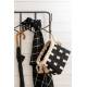 Vestiaire J-line Porte Manteaux en Acier Noir et Mélaminé Blanc Dressing Étagère Double Patère 38x62x181cm