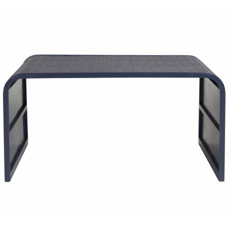 Table Basse Tiles Zuiver Guéridon en Acier Thermoloqué et Céramique Sellette Finition Bleu laquée 40x47x80cm