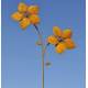 Eolienne Fleurs Doubles en Acier Oxydé Brut Fleurs à Hélice Tuteur Décoration à Piquer 7x12,5x62cm