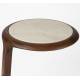 Guéridon Doppio Zuiver Sellette Ronde en Acacia et Marbre Bout de Canapé Design Rétro 41x45x55cm