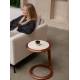 Guéridon Doppio Zuiver Sellette Ronde en Acacia et Marbre Bout de Canapé Design Rétro 41x45x55cm