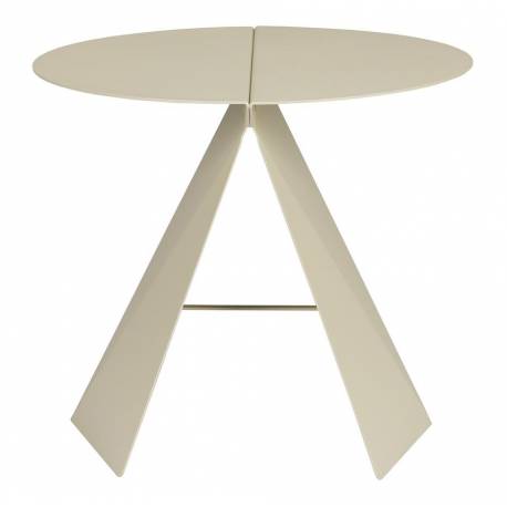 Guéridon Foldy Zuiver Sellette Ronde en Acier Beige Table d'Appoint Design 40x40x45,8cm
