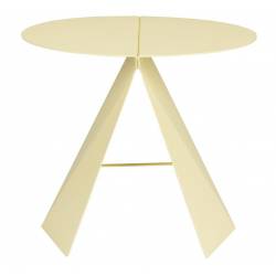 Guéridon Foldy Zuiver Sellette Ronde en Acier Jaune Table d'Appoint Design 40x40x45,8cm