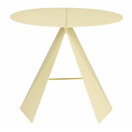 Guéridon Foldy Zuiver Sellette Ronde en Acier Jaune Table d'Appoint Design 40x40x45,8cm