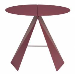 Guéridon Foldy Zuiver Sellette Ronde en Acier Rouge Table d'Appoint Design 40x40x45,8cm