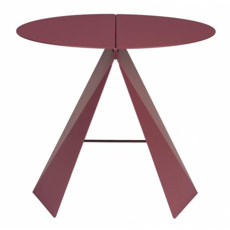 Guéridon Foldy Zuiver Sellette Ronde en Acier Rouge Table d'Appoint Design 40x40x45,8cm