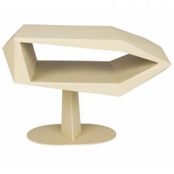 Guéridon North Beige Zuiver Bout de Canapé en Acier et Résine Sellette Forme Sculpturale Table de Chevet Graphique 40x40x60cm