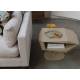 Guéridon North Beige Zuiver Bout de Canapé en Acier et Résine Sellette Forme Sculpturale Table de Chevet Graphique 40x40x60cm