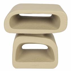 Table d'Appoint Eddy Zuiver Guéridon en Résine Beige Sellette d'Appoint Design Contemporain 35x43x44cm