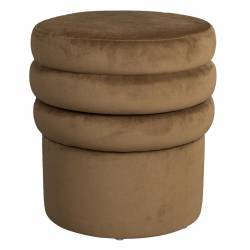 Pouf Aditi Dutchbone Assise d'Appoint en Velours Marron Siège Rond Assise 1 Place 40x40x44cm