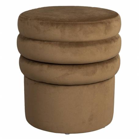 Pouf Aditi Dutchbone Assise d'Appoint en Velours Marron Siège Rond Assise 1 Place 40x40x44cm