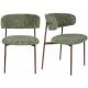 Lot de Deux Chaises Claes Woody Duo d'Assises en Acier et Tissu Vert Chiné Chaises de Salle à Manger Rétro 56,5x57,5x78,5cm